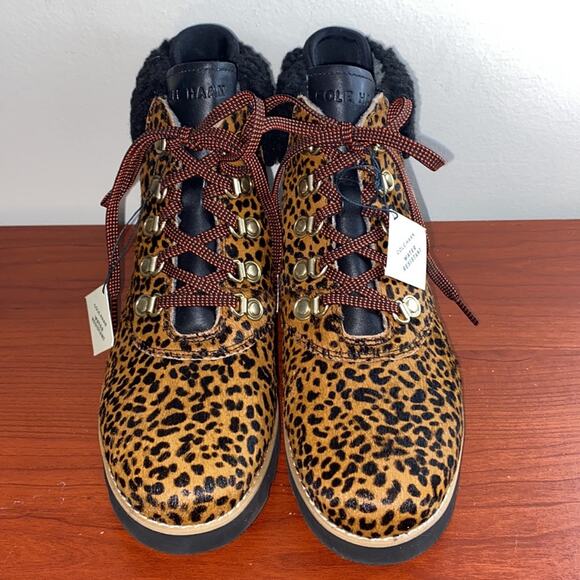 NWT Cole Haan Nantucket mini cheetah calf hair water resistant ankle boots - Picture 3 of 13